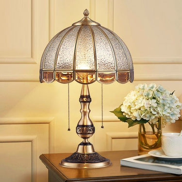 Hemispherical Bedroom Table Light Antique Textured Glass